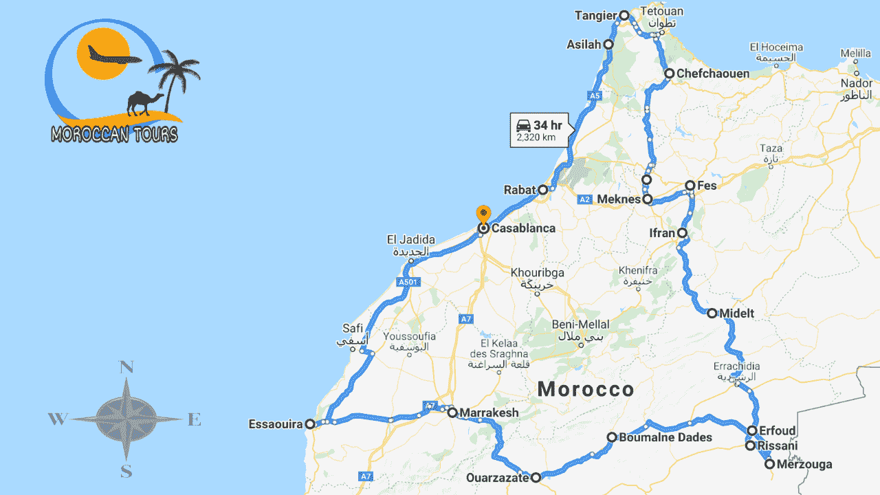 Morocco / Marruecos / Marrocos / Marocco, Tour / ruta / viagem / viaggio, itinerary / itinerario : Casablanca 13 Days / Dias / Giorni /